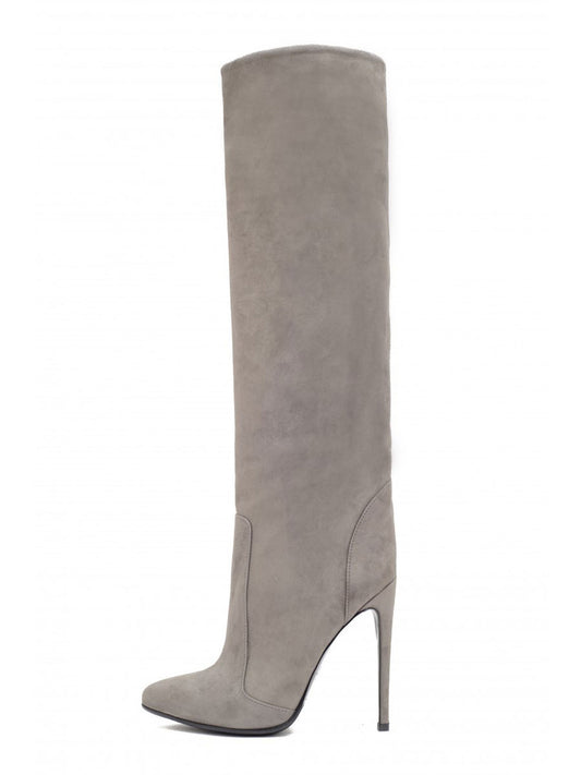 Stiletto Suede-Effect Knee-High Boots in Burgundy – photo 2
