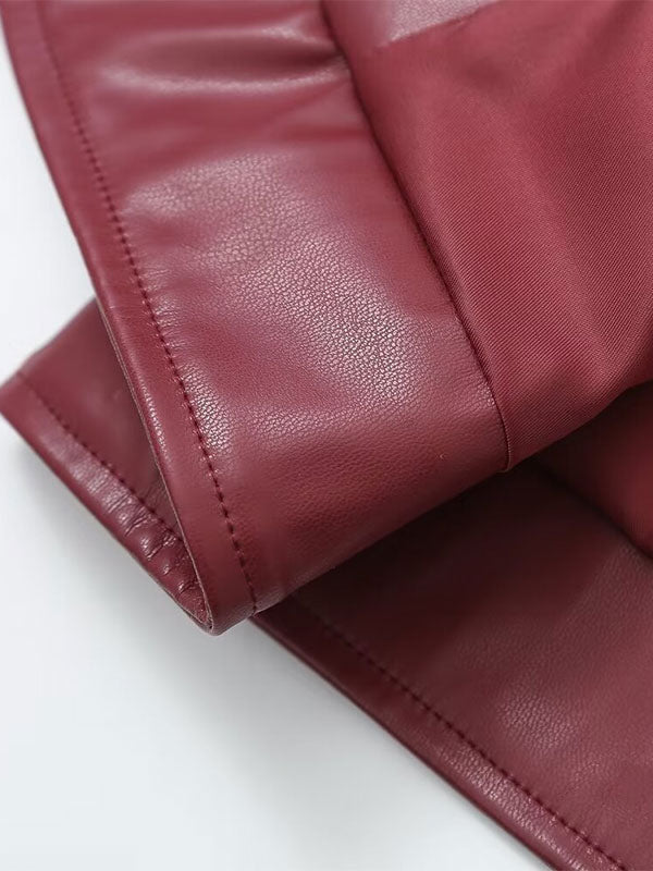 Zip-Up Jacket with Long Sleeves in Burgundy – photo 9
