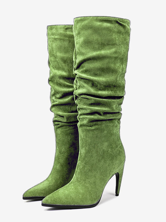 Pointed-Toe Stiletto Knee-High Boots in Rose – photo 2