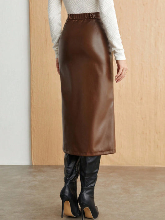 Skirt with Pleats in Brown – photo 2