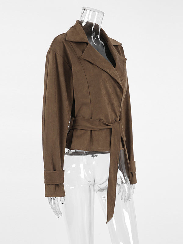 Cropped Blazer with Lapels in Brown – photo 11