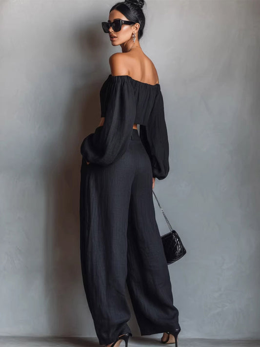 Two-Piece Set with Long Sleeves in Black – photo 2