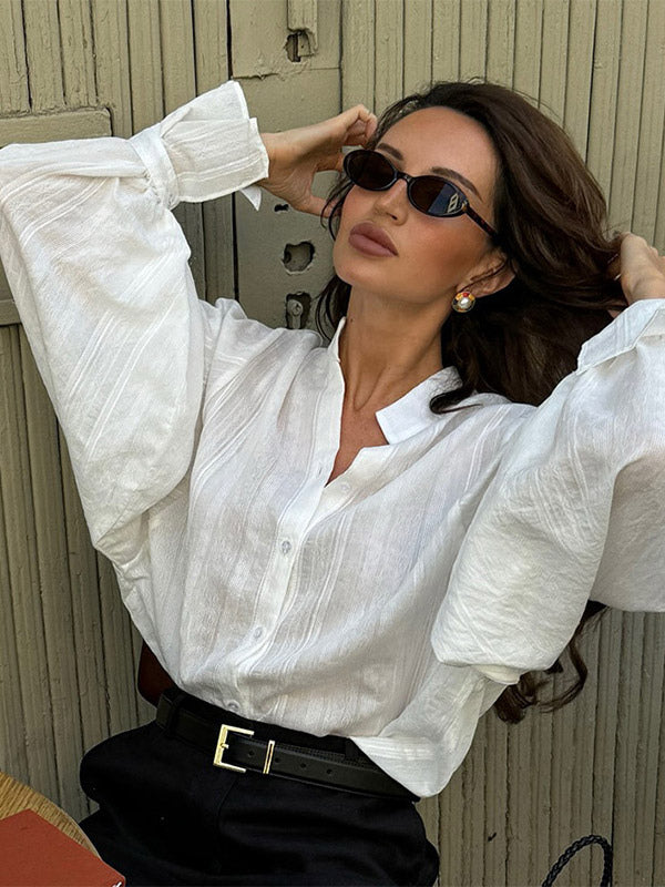 Oversized Shirt with Long Sleeves in Yellow – photo 9