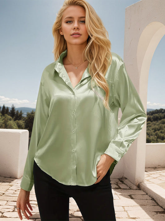 Satin Blouse with Lapels in Purple – photo 2