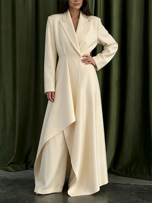 Wrap Midi Dress with Lapels in Ivory – photo 2