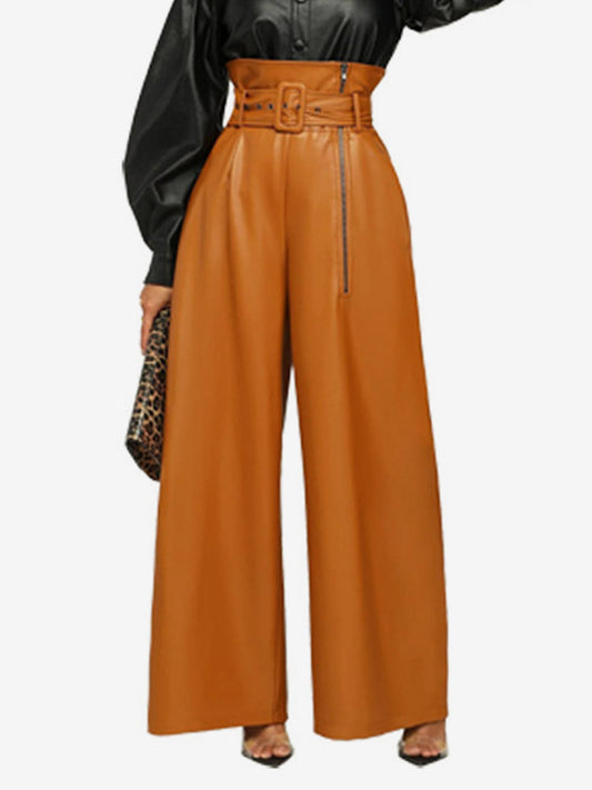 Zip-Up High-Waisted Trousers in Yellow – photo 2