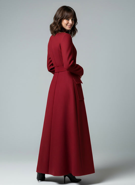 Coat with Long Sleeves in Burgundy – photo 2