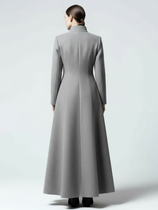A-Line Coat with Long Sleeves in Grey – photo 2