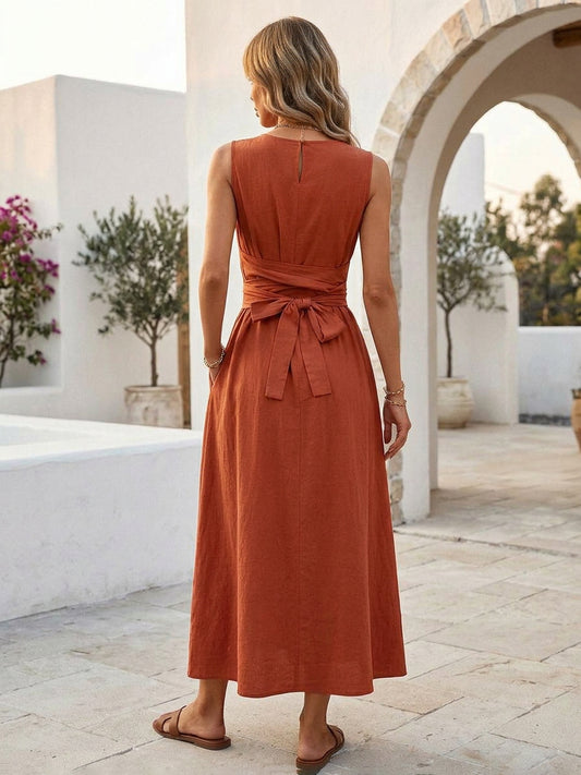 Sleeveless A-Line Maxi Dress in Orange – photo 2