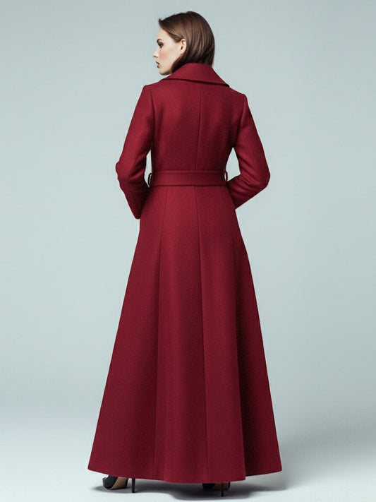 Double-Breasted Coat with Long Sleeves in Burgundy – photo 2