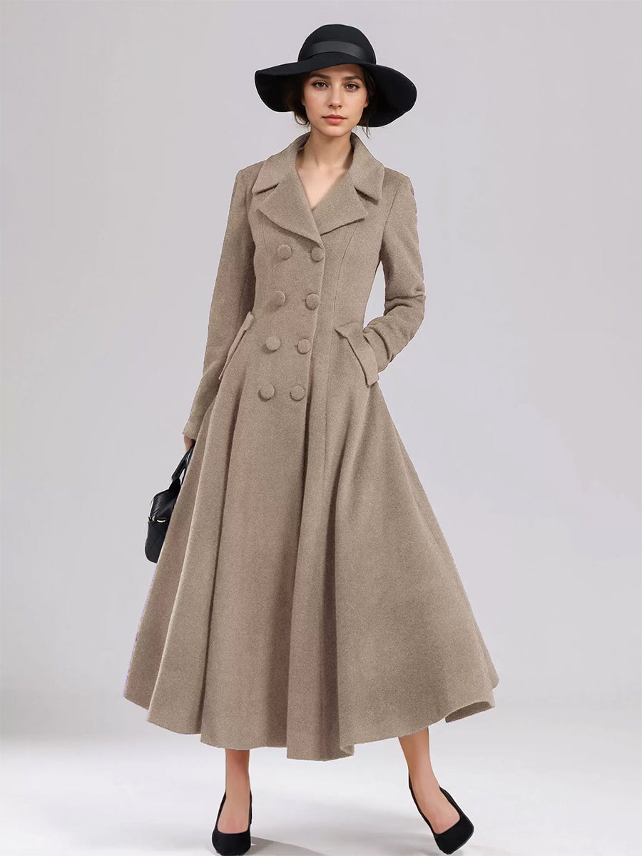 Double-Breasted Coat with Lapels in Navy – photo 10
