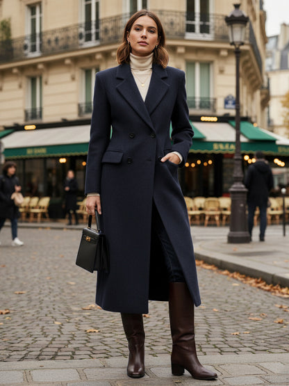 Double-Breasted Coat in Navy – photo 4
