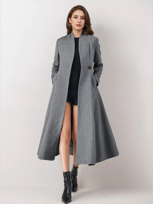 Flared Coat with Long Sleeves in Grey – photo 1