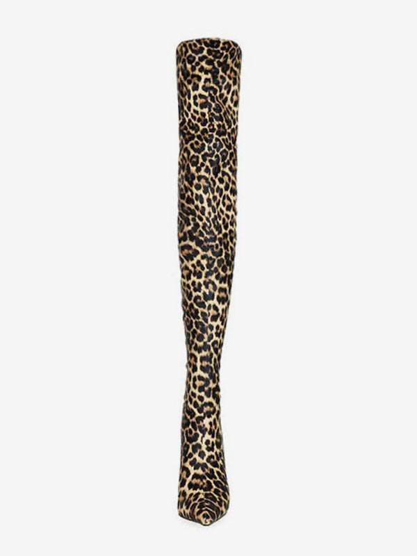 Stiletto Leopard-Print Mid-Calf Boots in Leopard Print – photo 5