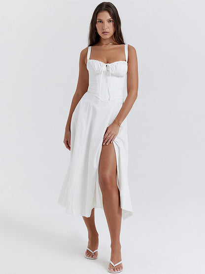 Sleeveless Midi Dress with Side Split in Red – photo 9