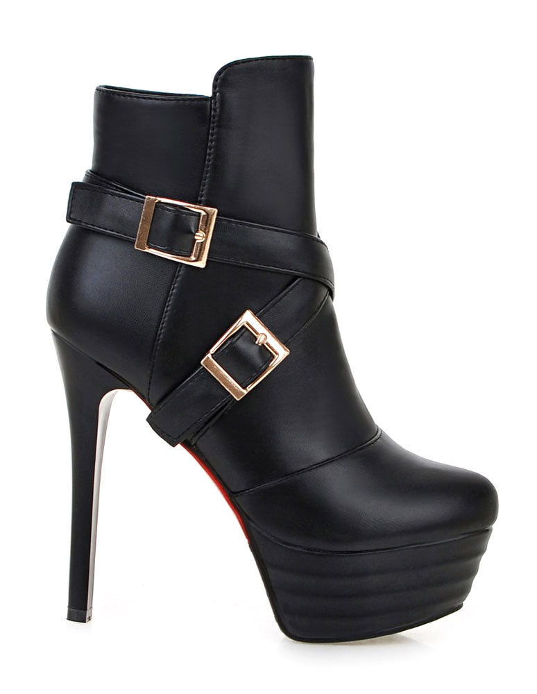 Stiletto Ankle Boots with Buckle in White – photo 9