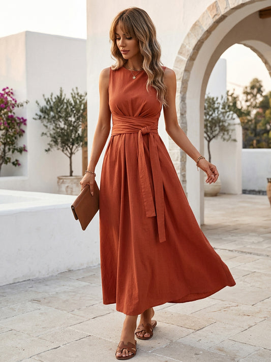 Sleeveless A-Line Maxi Dress in Orange – photo 1
