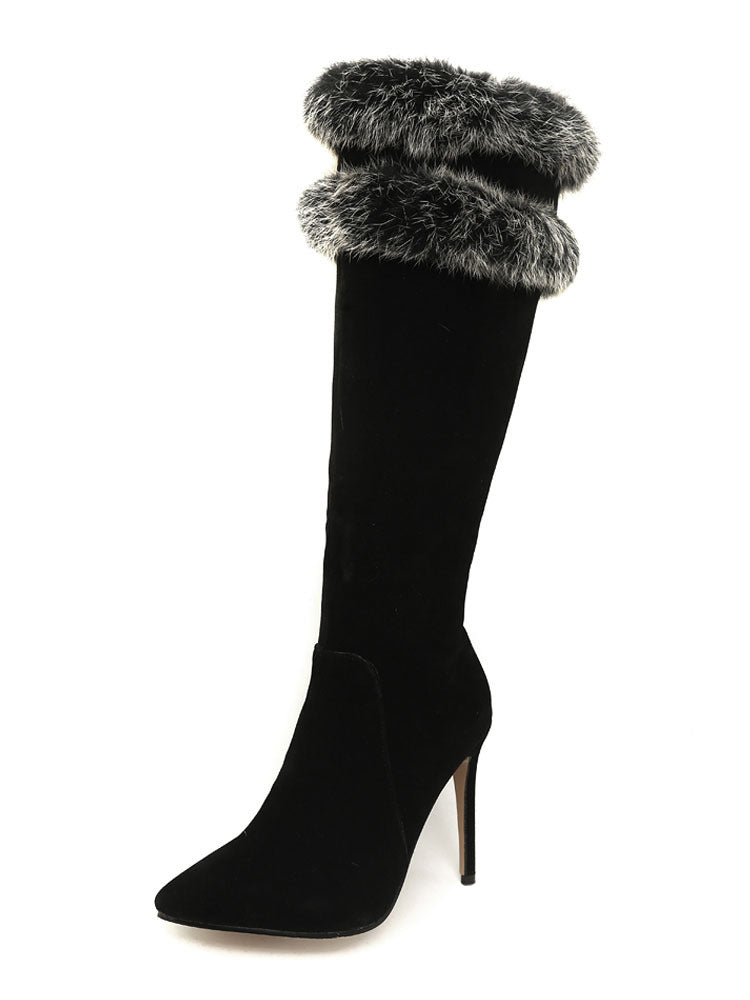 Pointed-Toe Stiletto Knee-High Boots in Brown – photo 3