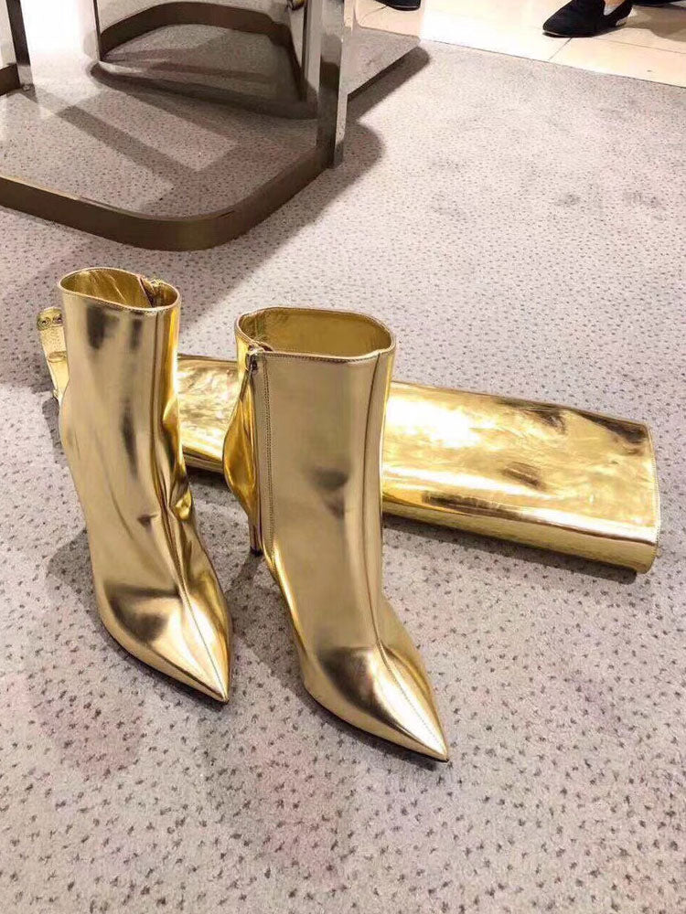 Stiletto Metallic Knee-High Boots in Gold – photo 7