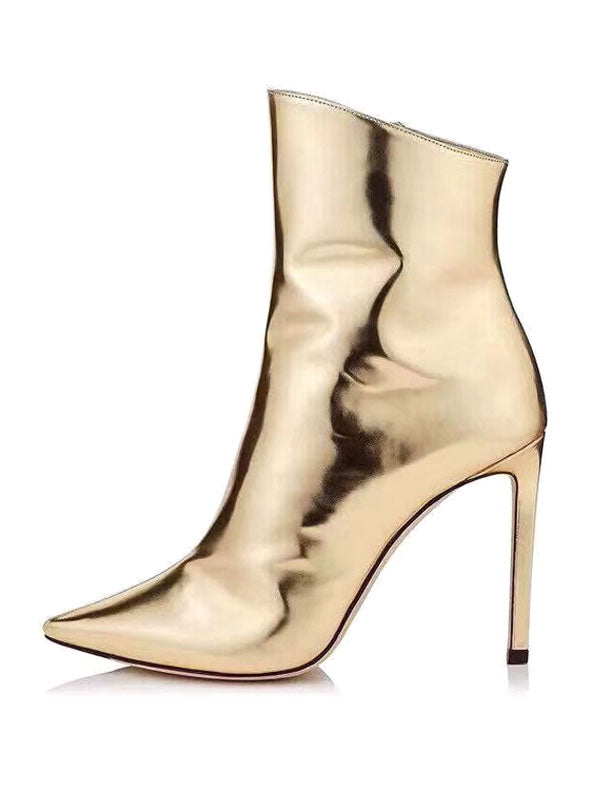 Stiletto Metallic Knee-High Boots in Gold – photo 2