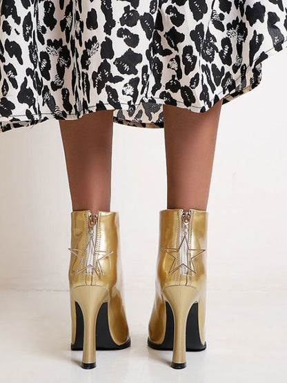 Pointed-Toe Block-Heel Ankle Boots in Black – photo 9