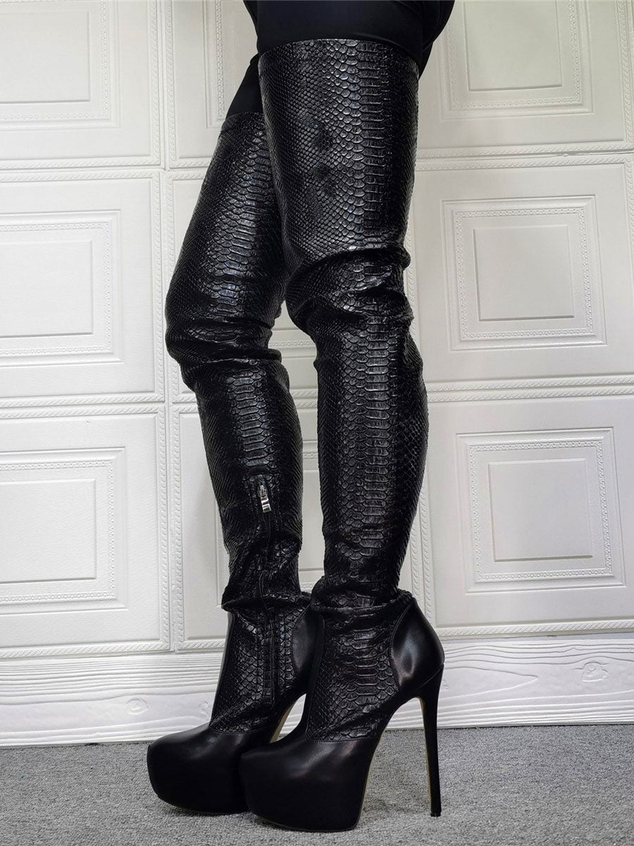 Stiletto Platform Mid-Calf Boots in Leopard Print – photo 10