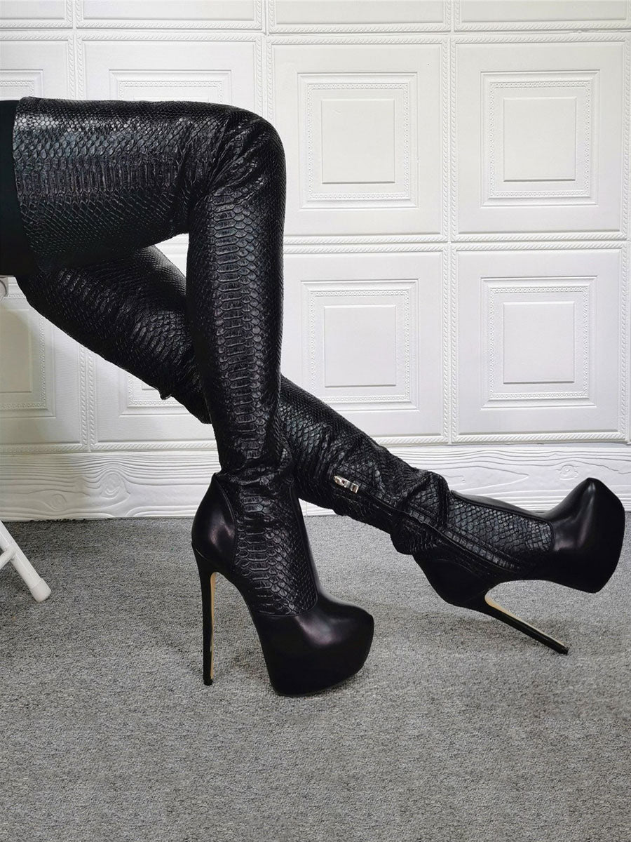 Stiletto Platform Mid-Calf Boots in Leopard Print – photo 7