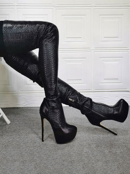 Stiletto Platform Mid-Calf Boots in Leopard Print – photo 7