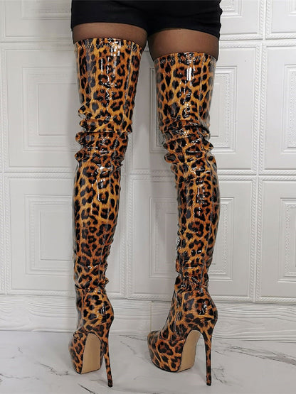 Stiletto Platform Mid-Calf Boots in Leopard Print – photo 2
