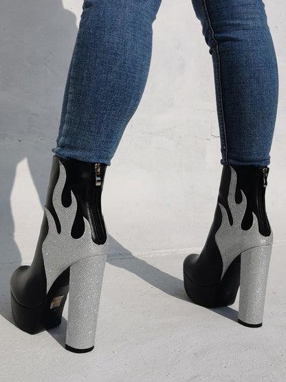 Block-Heel Platform Ankle Boots in Magenta – photo 10