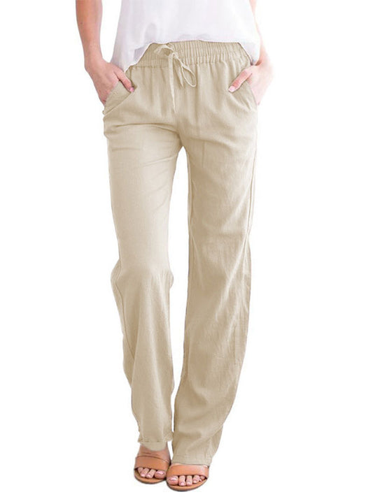 Lace-Up Trousers with Lace Trim in Burgundy – photo 2