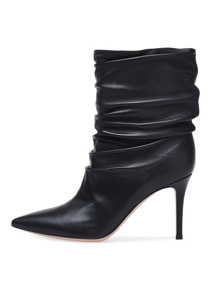 Pointed-Toe Stiletto Ankle Boots in Nude – photo 2