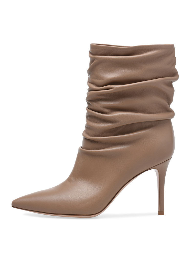 Pointed-Toe Stiletto Ankle Boots in Nude – photo 1