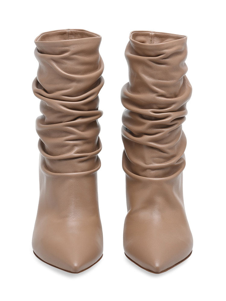 Pointed-Toe Stiletto Ankle Boots in Nude – photo 6