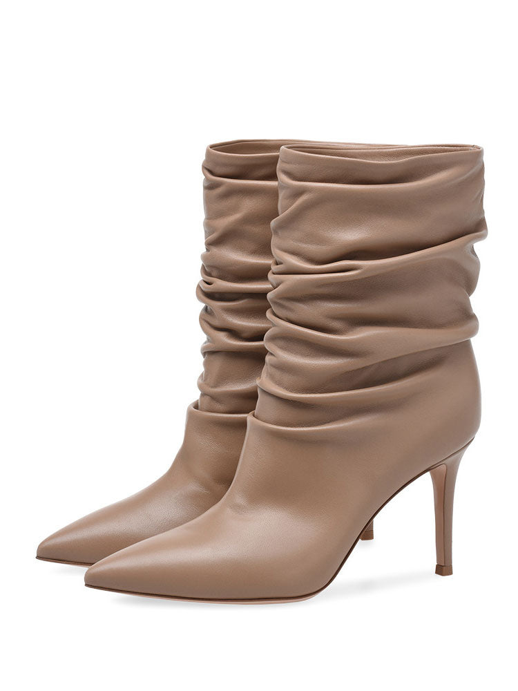 Pointed-Toe Stiletto Ankle Boots in Nude – photo 4
