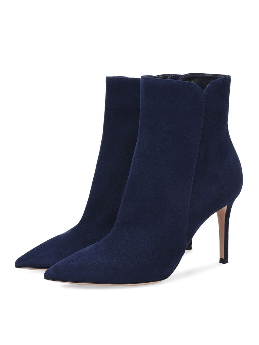 Pointed-Toe Stiletto Ankle Boots in Navy – photo 8