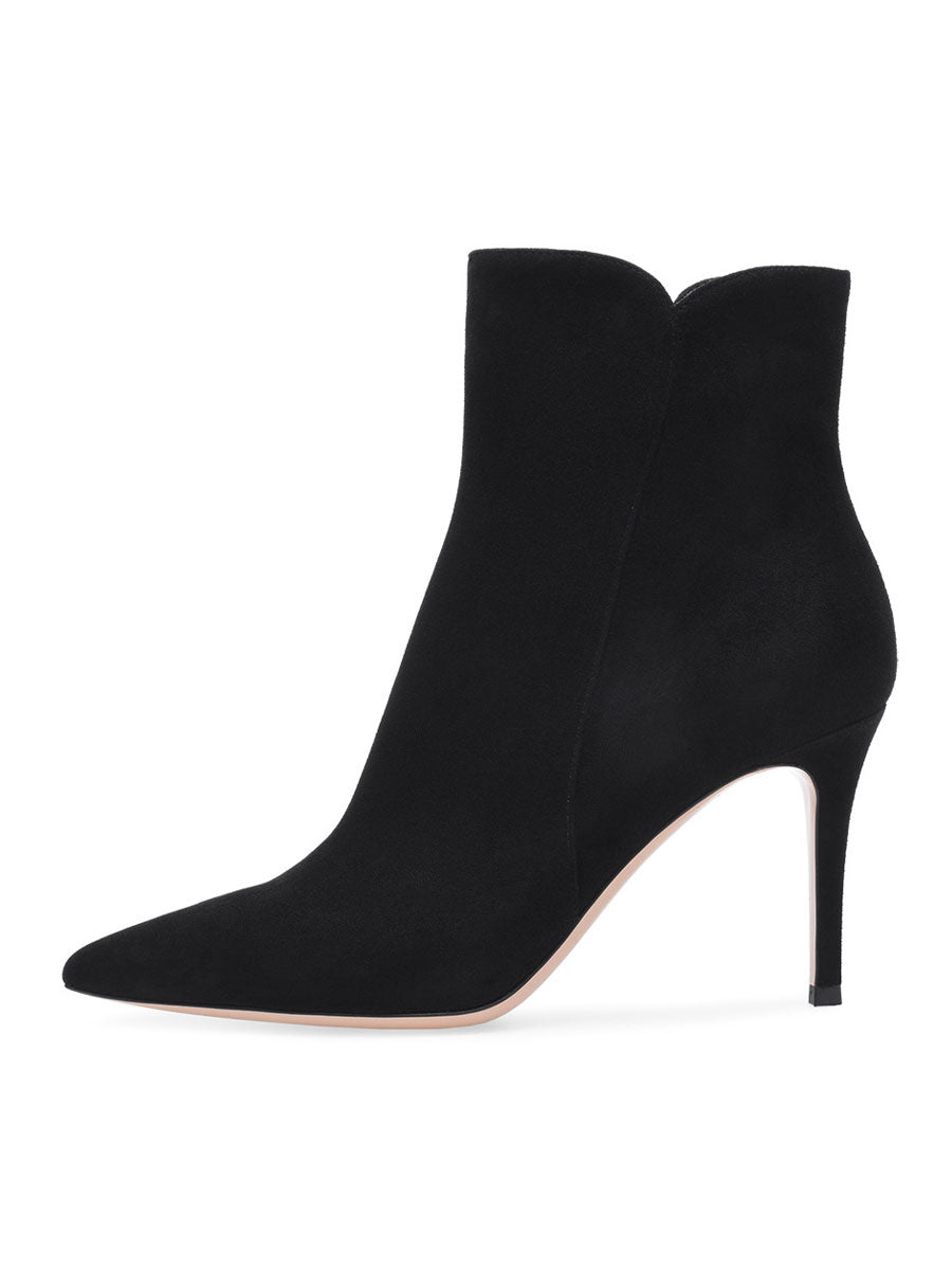 Pointed-Toe Stiletto Ankle Boots in Navy – photo 4