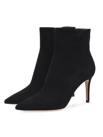 Pointed-Toe Stiletto Ankle Boots in Navy – photo 3