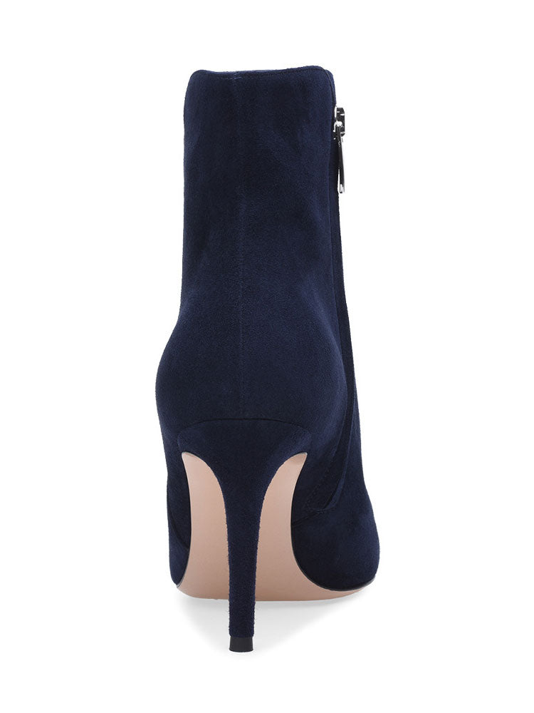 Pointed-Toe Stiletto Ankle Boots in Navy – photo 2