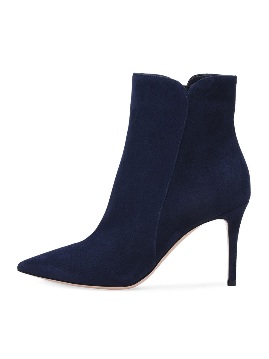 Pointed-Toe Stiletto Ankle Boots in Navy – photo 1