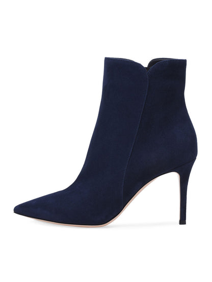 Pointed-Toe Stiletto Ankle Boots in Navy – photo 1