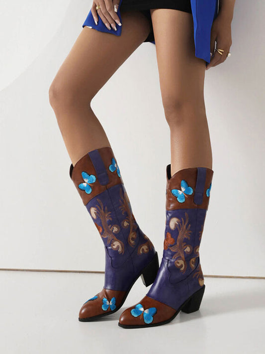 Pointed-Toe Mid-Calf Boots in Navy – photo 1