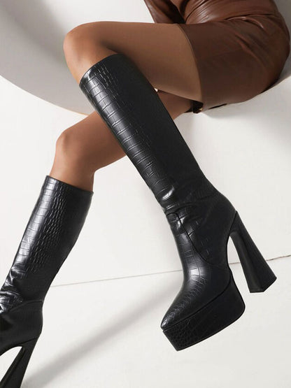 Pointed-Toe Block-Heel Mid-Calf Boots in Blue – photo 5