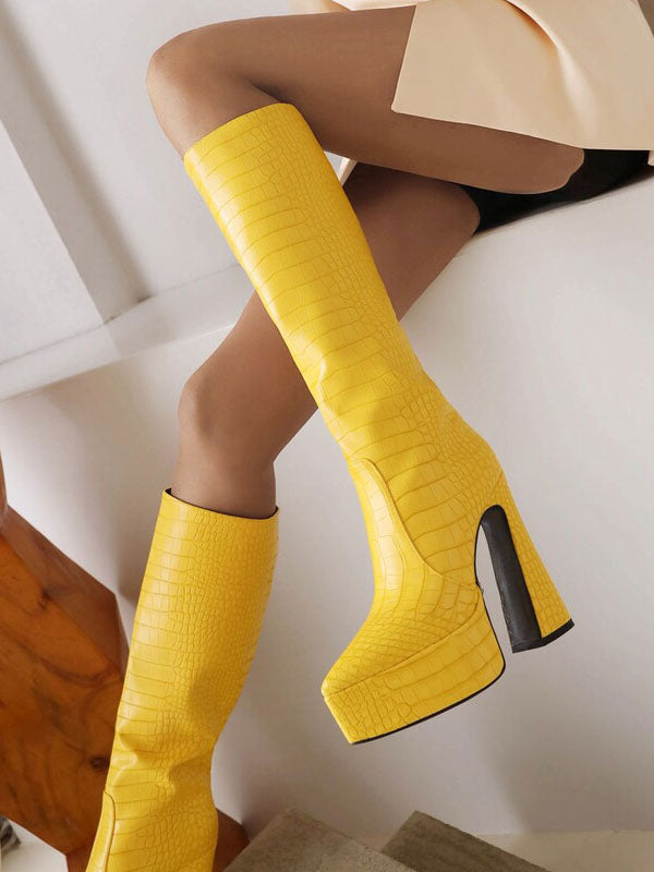 Pointed-Toe Block-Heel Mid-Calf Boots in Blue – photo 4