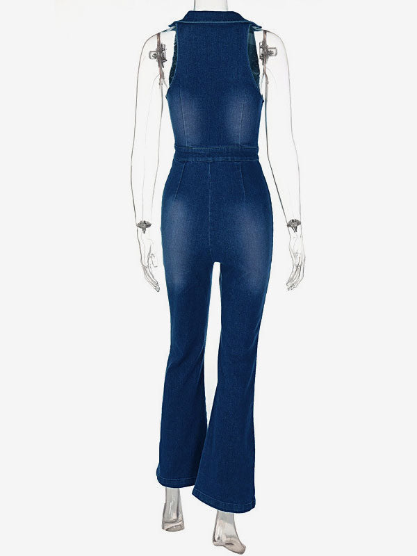 Zip-Up Sleeveless Jumpsuit in Blue – photo 5