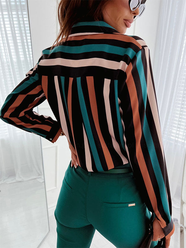 V-Neck Blouse with Long Sleeves in Black – photo 5