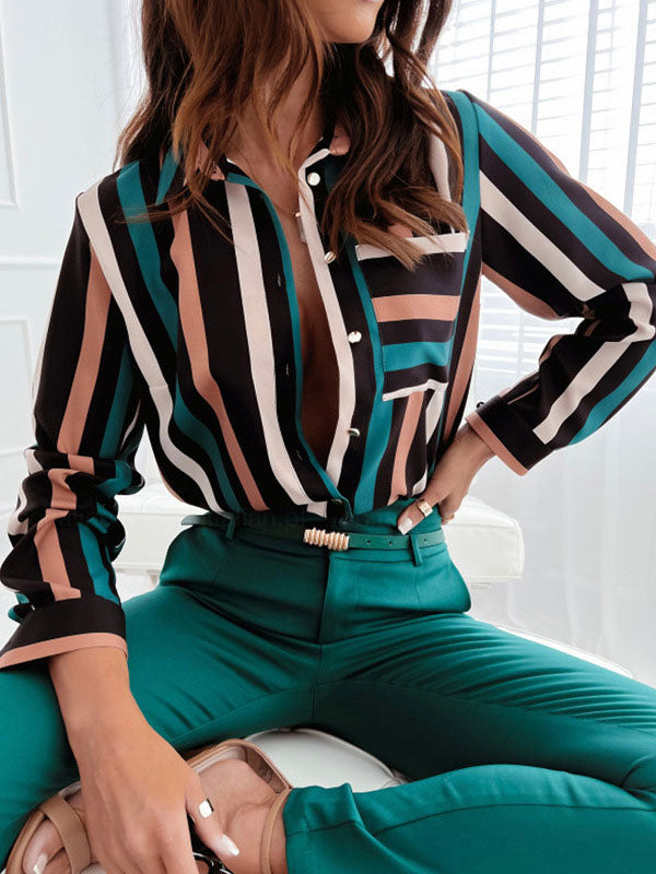 V-Neck Blouse with Long Sleeves in Black – photo 4