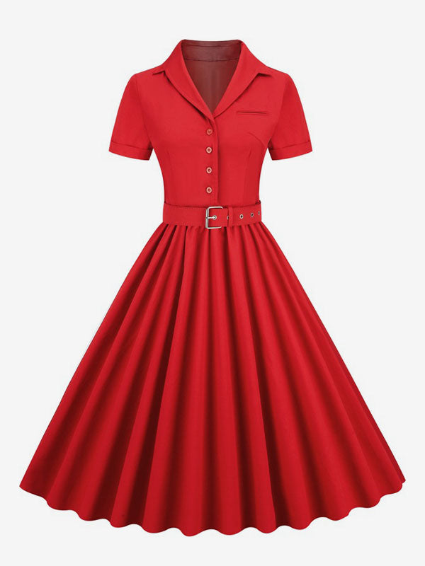 V-Neck Dress with Buttons in Pink – photo 8