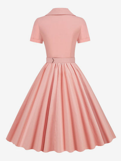 V-Neck Dress with Buttons in Pink – photo 6