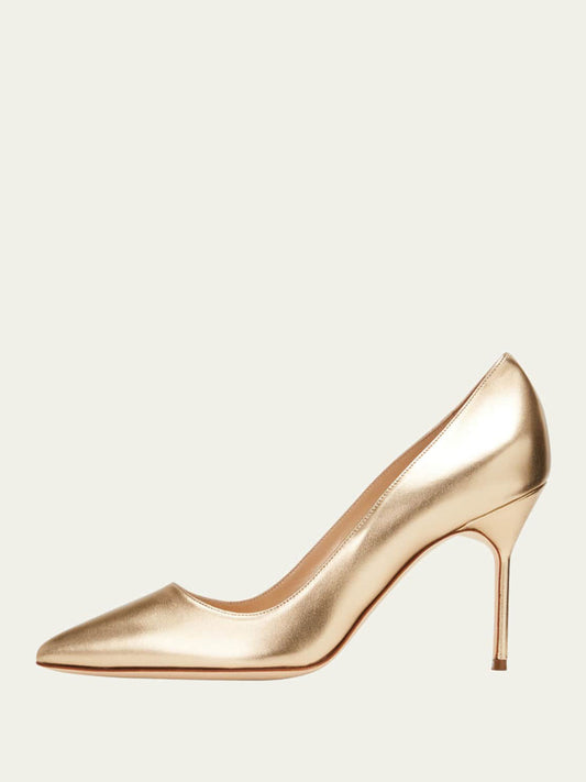 Almond-Toe Stiletto Court Shoes in Gold – photo 1